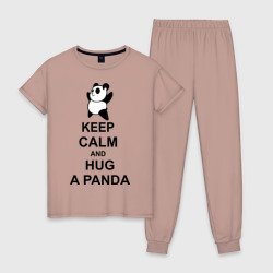 Женская пижама хлопок Keep calm and hug a Panda