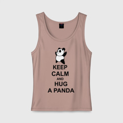 Женская майка хлопок Keep calm and hug a Panda