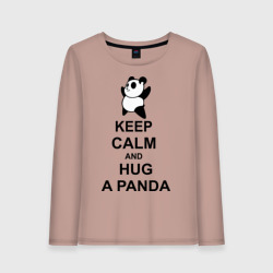 Женский лонгслив хлопок Keep calm and hug a Panda