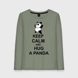 Женский лонгслив хлопок Keep calm and hug a Panda