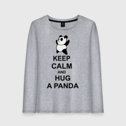 Женский лонгслив хлопок Keep calm and hug a Panda