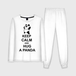 Женская пижама с лонгсливом хлопок Keep calm and hug a Panda