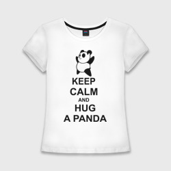 Женская футболка хлопок Slim Keep calm and hug a Panda