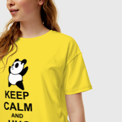 Женская футболка хлопок Oversize Keep calm and hug a Panda - фото 2