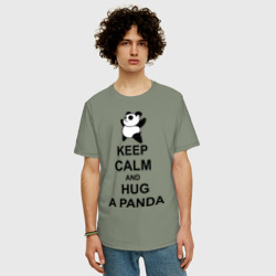 Мужская футболка хлопок Oversize Keep calm and hug a Panda - фото 2