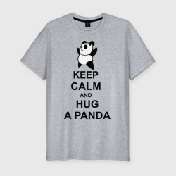 Мужская футболка хлопок Slim Keep calm and hug a Panda