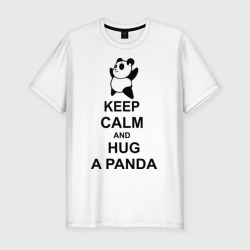 Мужская футболка хлопок Slim Keep calm and hug a Panda