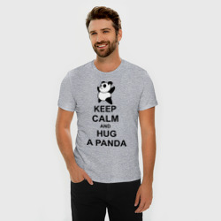 Мужская футболка хлопок Slim Keep calm and hug a Panda - фото 2