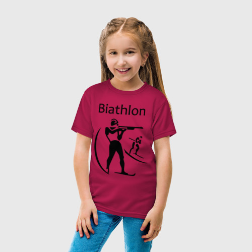 Детская футболка хлопок Биатлон, цвет маджента - фото 5
