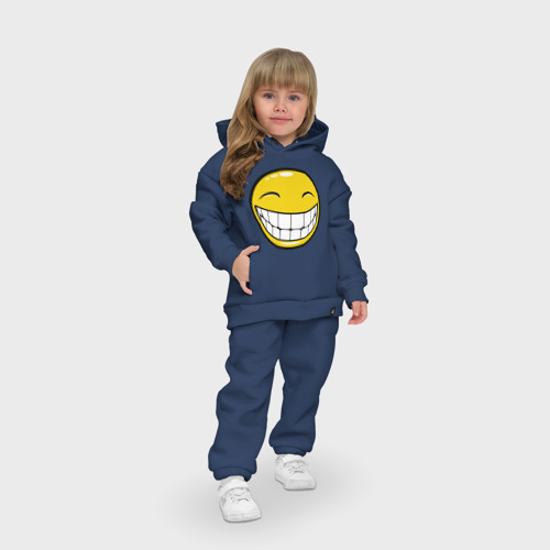 Детский костюм хлопок Oversize Позитивный смайлик 2, цвет темно-синий - фото 7