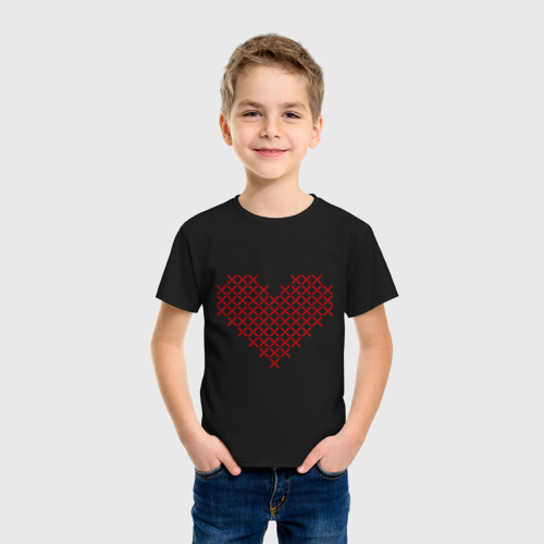 Детская футболка хлопок Сердце, вышивка крестиком, цвет черный - фото 3
