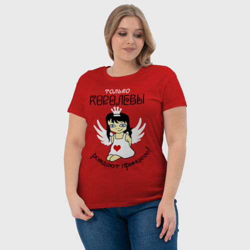 Женская футболка хлопок Ждем девочку, цвет красный - фото 6