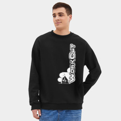 Мужской свитшот oversize без начеса хлопок Workout w3 вертикаль - фото 2