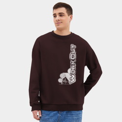 Мужской свитшот oversize без начеса хлопок Workout w3 вертикаль - фото 2