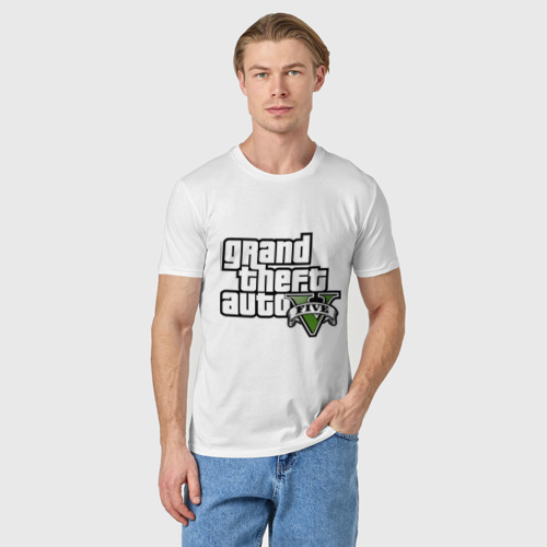 Мужская футболка хлопок GTA 5, цвет белый - фото 3