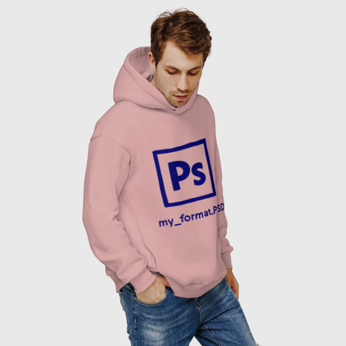 Мужское худи Oversize хлопок Photoshop, цвет пыльно-розовый - фото 7