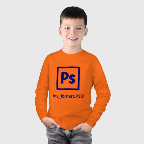 Детский лонгслив хлопок Photoshop, цвет оранжевый - фото 3