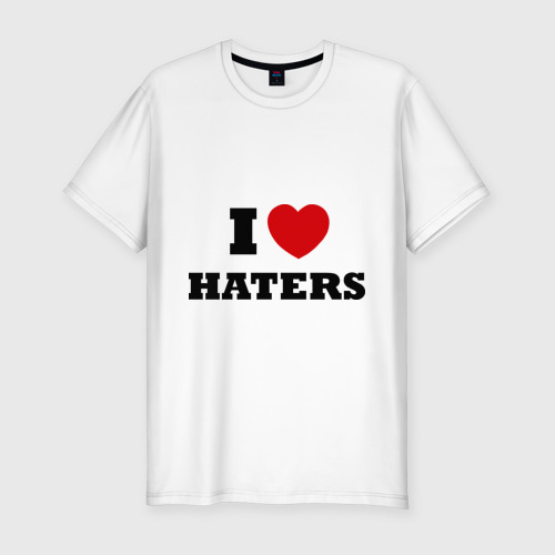 Мужская футболка хлопок Slim I Love Haters, цвет белый