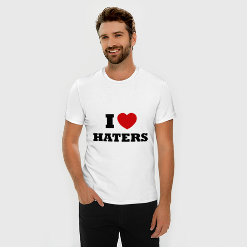 Мужская футболка хлопок Slim I Love Haters, цвет белый - фото 3