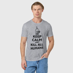 Мужская футболка хлопок Keep calm and kill all humans - фото 2