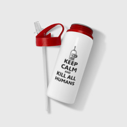 Бутылка для воды с трубочкой Keep calm and kill all humans - фото 2