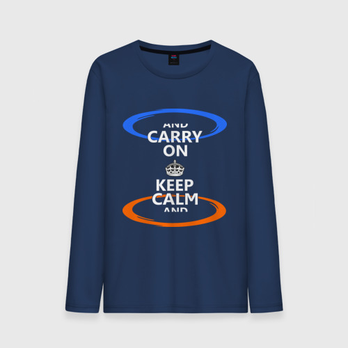 Мужской лонгслив хлопок Keep calm... (portal), цвет темно-синий