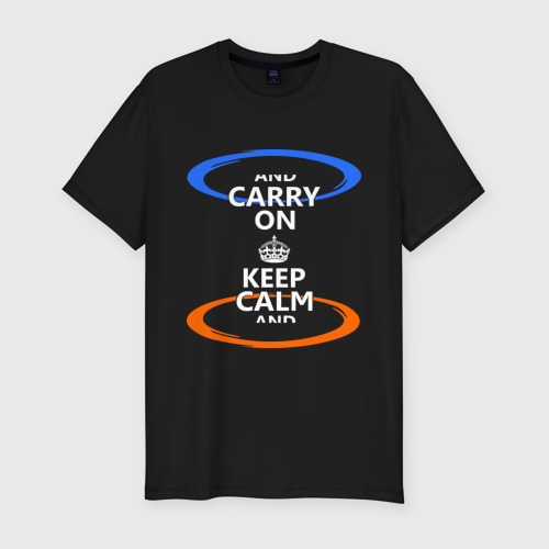Мужская футболка хлопок Slim Keep calm... (portal), цвет черный