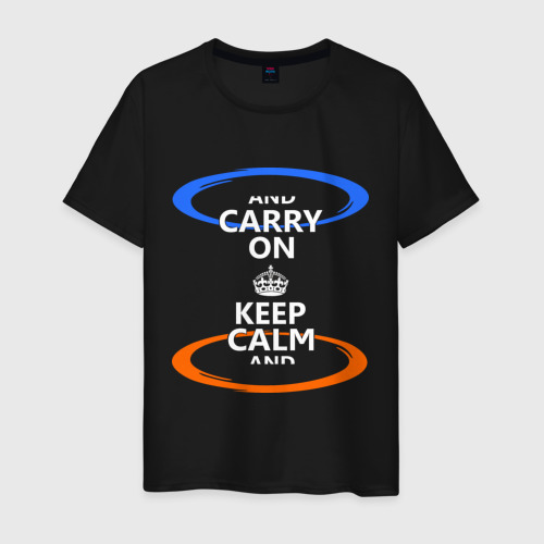 Мужская футболка хлопок Keep calm... (portal), цвет черный