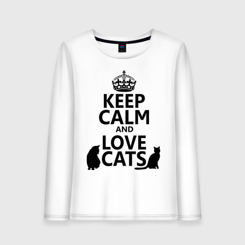 Женский лонгслив хлопок Keep calm and love cats.