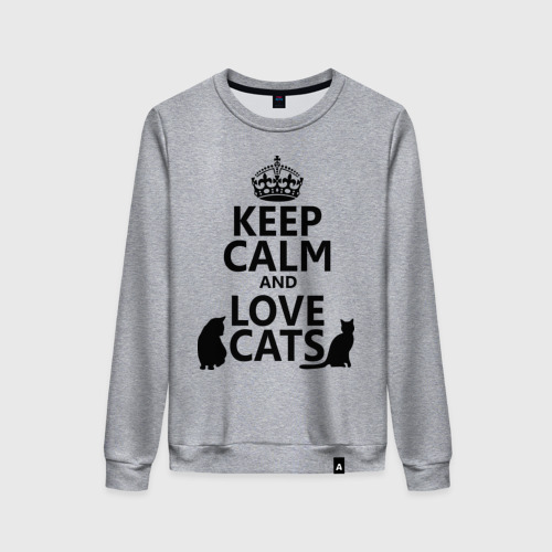 Женский свитшот хлопок Keep calm and love cats. Фото 01 Женский свитшот хлопок Keep calm and love cats. Фото 01
