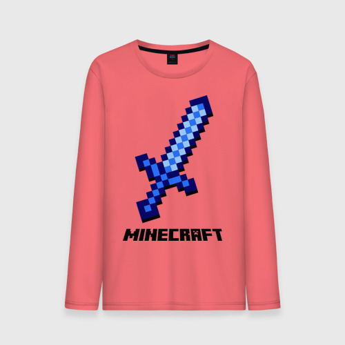 Мужской лонгслив хлопок Меч Minecraft, цвет коралловый