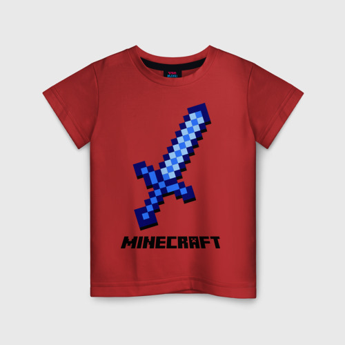 Детская футболка хлопок Меч Minecraft, цвет красный