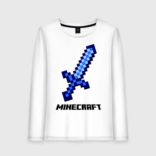 Женский лонгслив хлопок Меч Minecraft, цвет белый