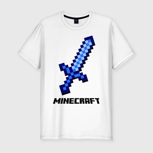 Мужская футболка хлопок Slim Меч Minecraft