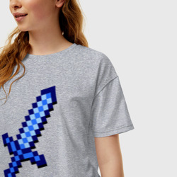 Женская футболка хлопок Oversize Меч Minecraft - фото 2