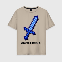 Женская футболка хлопок Oversize Меч Minecraft