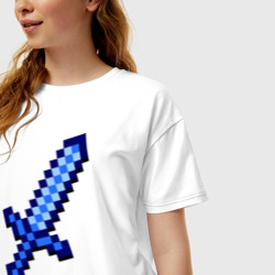 Женская футболка хлопок Oversize Меч Minecraft - фото 2