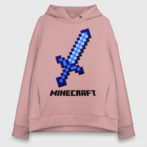 Женское худи Oversize хлопок Меч Minecraft, цвет пыльно-розовый