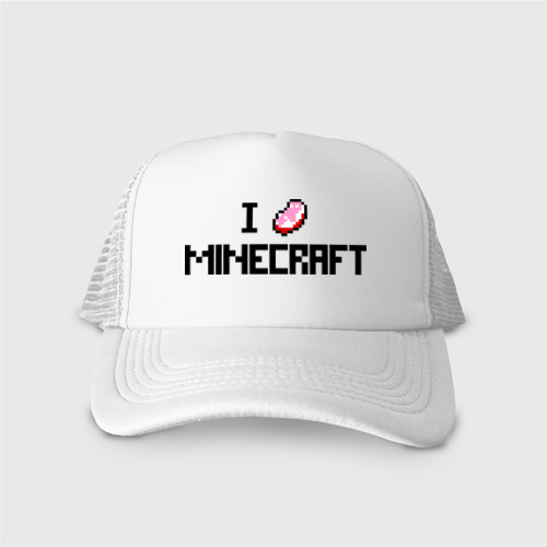 Кепка тракер с сеткой I love minecraft, цвет белый