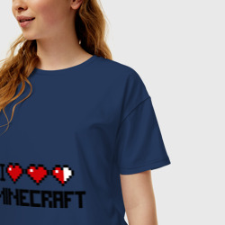 Женская футболка хлопок Oversize Я люблю Minecraft - фото 2