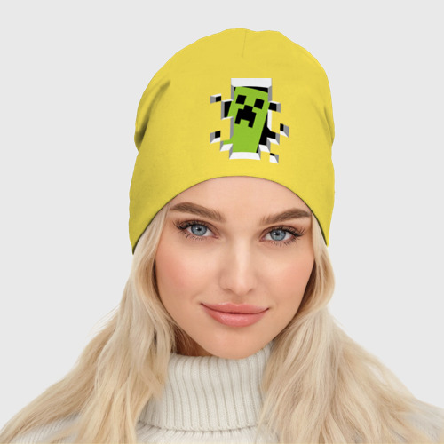 Женская шапка демисезонная Crash Minecraft, цвет желтый - фото 3