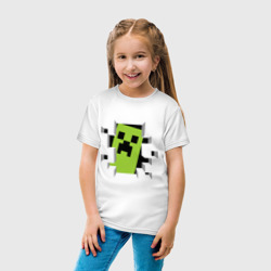 Футболка с принтом Crash Minecraft для ребенка, вид на модели спереди №3. Цвет основы: белый
