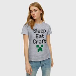 Женская футболка хлопок Sleep, eat, craft - фото 2