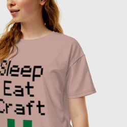 Женская футболка хлопок Oversize Sleep, eat, craft - фото 2