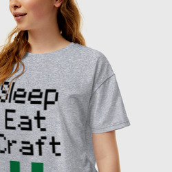 Женская футболка хлопок Oversize Sleep, eat, craft - фото 2