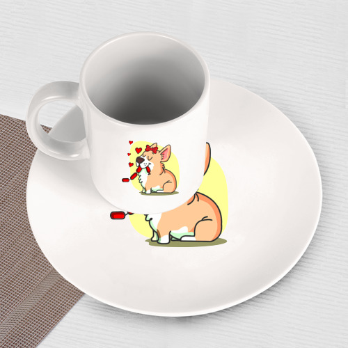 Набор: тарелка + кружка Влюбленная собачка - фото 3