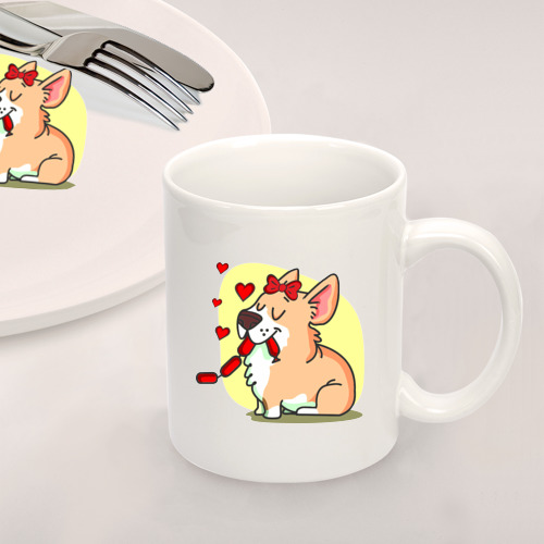 Набор: тарелка + кружка Влюбленная собачка - фото 2