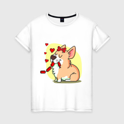 Женская футболка хлопок Влюбленная собачка