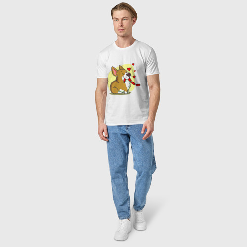 Мужская футболка хлопок Влюбленный песик, цвет белый - фото 5