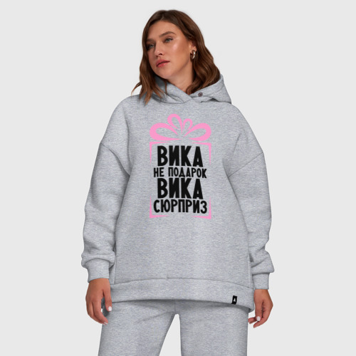 Женский костюм хлопок Oversize Вика не подарок, цвет меланж - фото 5